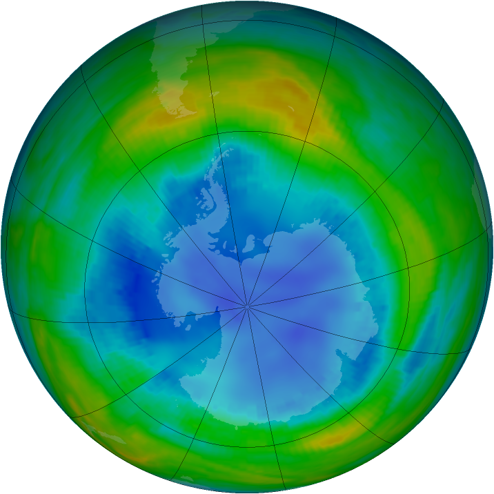 Antarctic ozone map for 18 August 1990